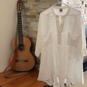 Anne Klein white linen long top